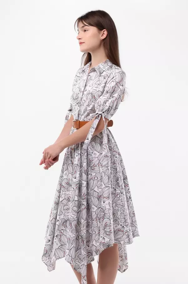 MINIMAL/Emily In Paris - Arnee - Dress Asimetris Motif Bunga Warna Black