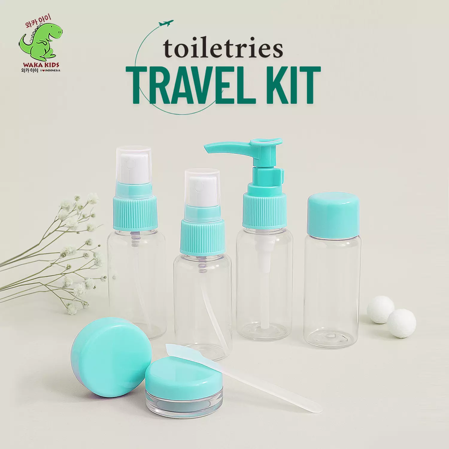 Wakakids Botol Travel Pack Set Mini Toiletries Kit Isi 6 Pcs Venjr Pink