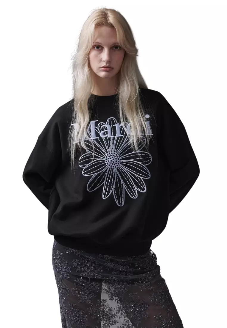 Sweatshirt Flowermardi Needlework - Black Sky