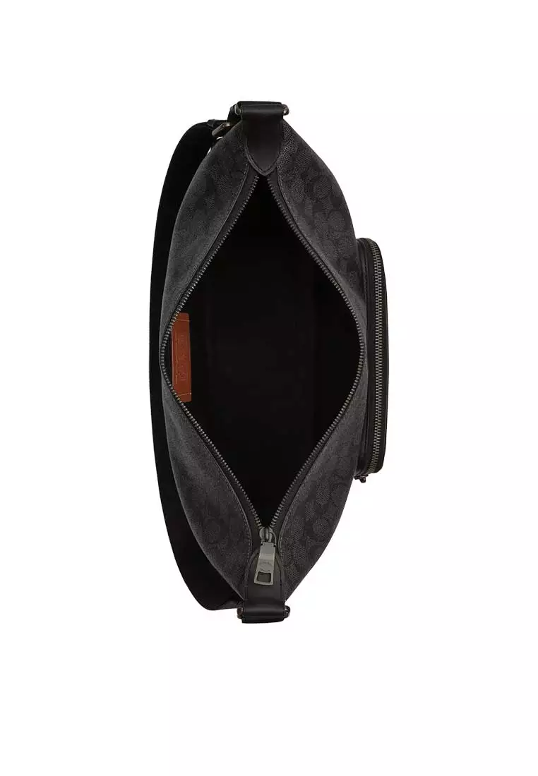 Finn Crossbody Bag With Pockets In Signature Canvas Charcoal/Black CCG18