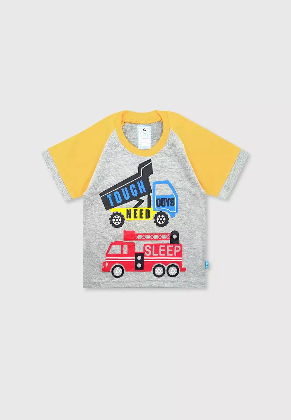Wakakids Setelan Bayi Laki Laki Usia 12 Bulan Hingga 18 Bulan Baju Oblong Lengan Pendek Celana Jeans Motif Truck 2921 Kuning