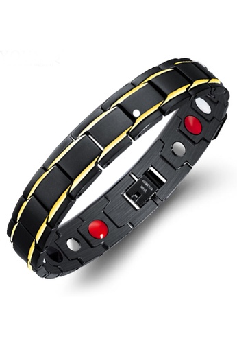 YOUNIQ black YOUNIQ Titanium Steel Black Bracelet Magnet Health Therapy Chain for Men 9D186ACB49BEFDGS_1
