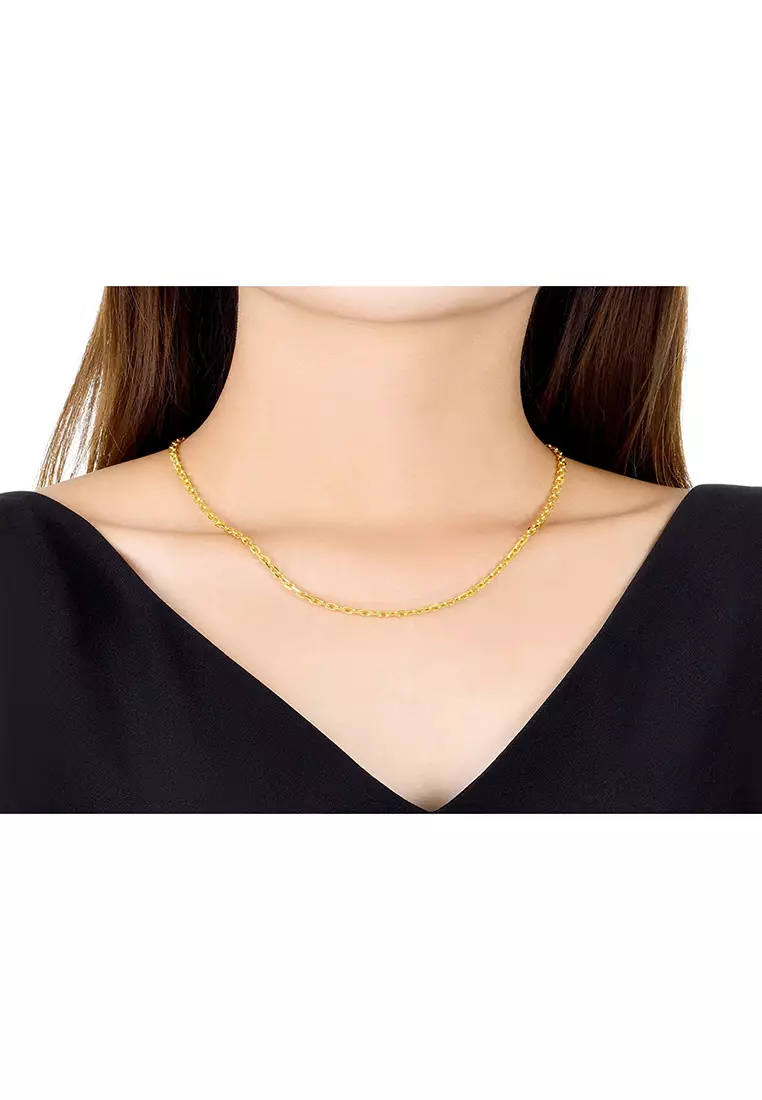 916/22K Gold Hollow Necklace R021 (4MM, 52CM)