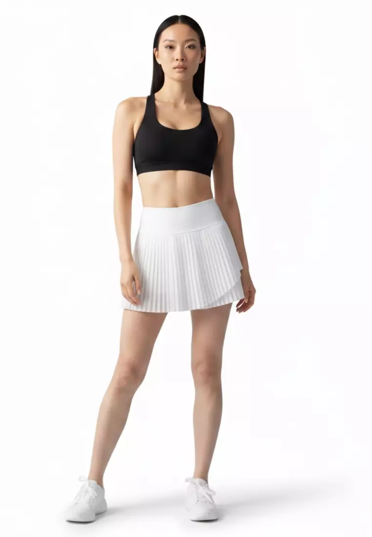 Yume High-Waist Pleated Sport Skirt with Inner Shorts — Tennis Running Yoga Active Skort for Women