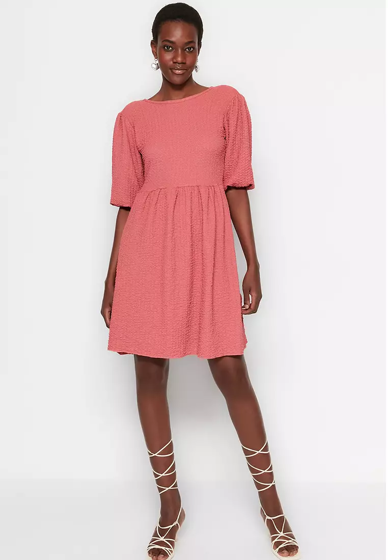 Tie Back Balloon Sleeve Dress