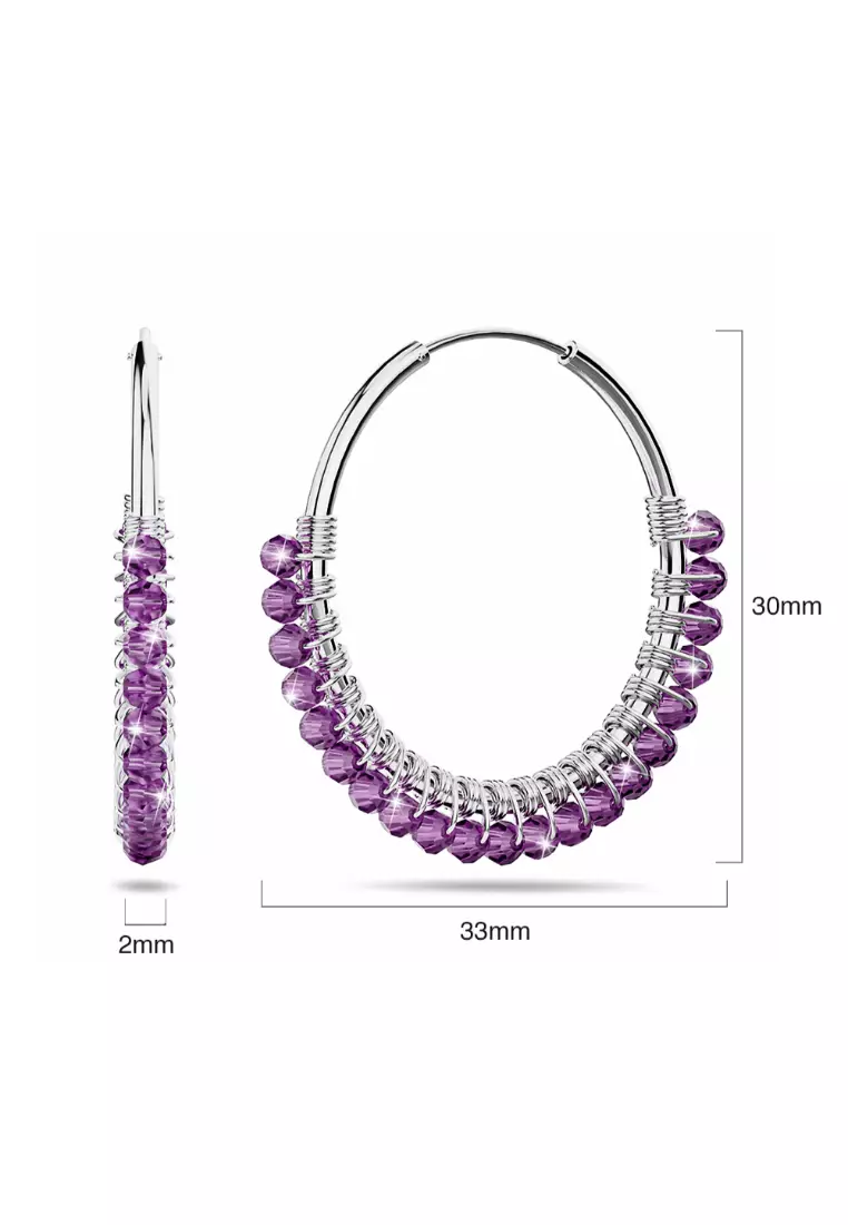 Solid 925 Sterling Silver Purple Amethyst Huggie Earrings