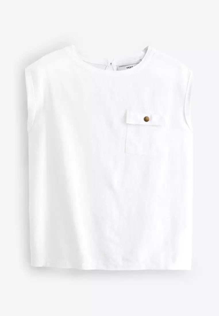 Linen Blend Summer Front Pocket Top