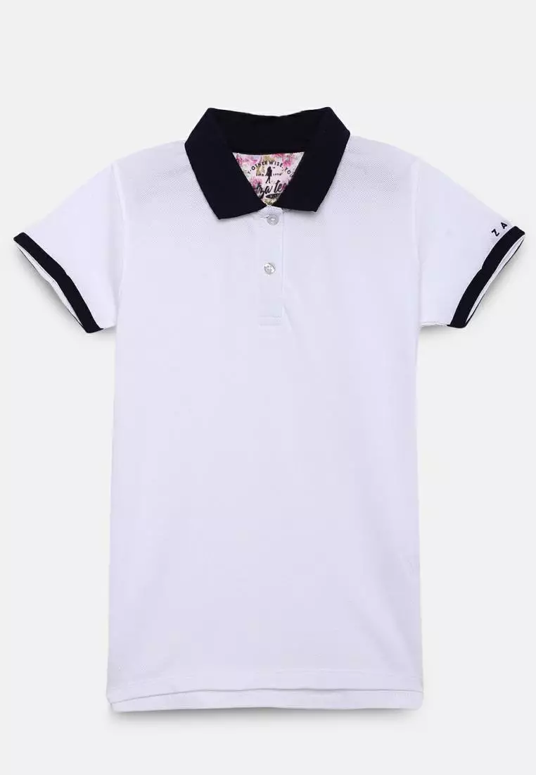 Buy ZALZA Eva Girls Polo Tee 100 Organic cotton White 2024