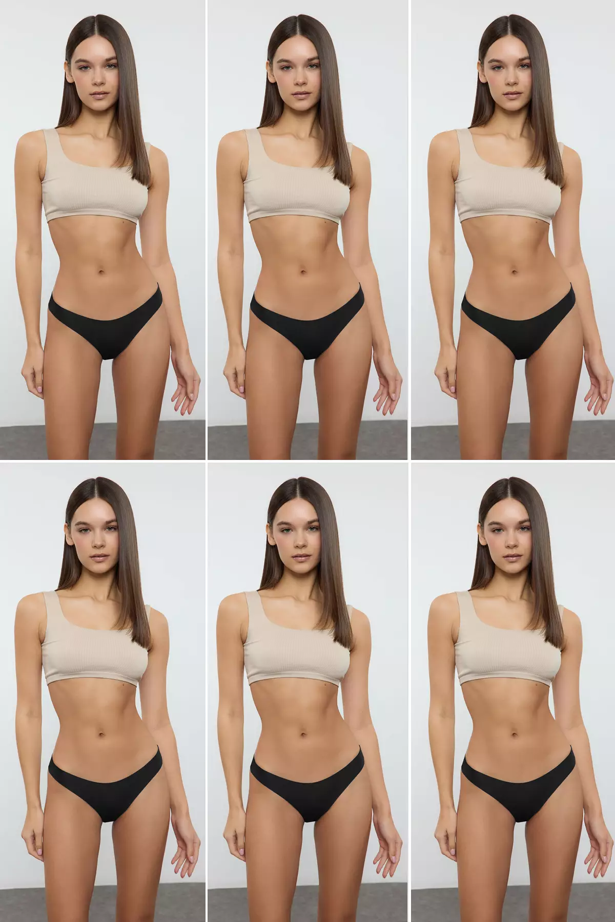 Black 6-Pack Micro Seamless/Non-Trace Laser Cut Thong Knitted Panties THMAW25KU00039