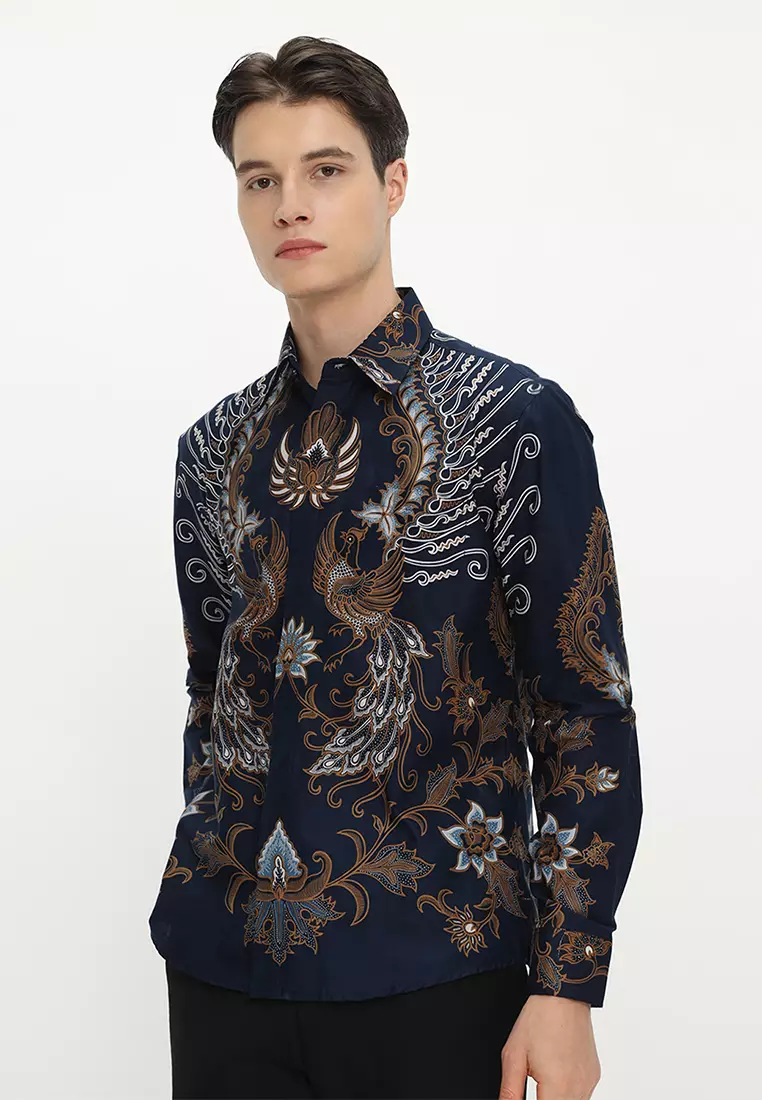 Kemeja Batik Pria Slimfit Pakubuwana - Navy