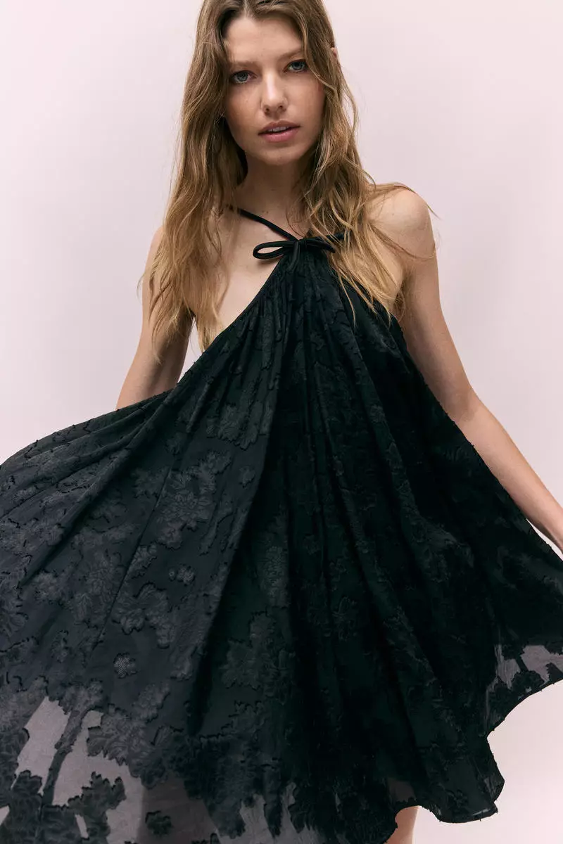 Jacquard-weave strappy dress