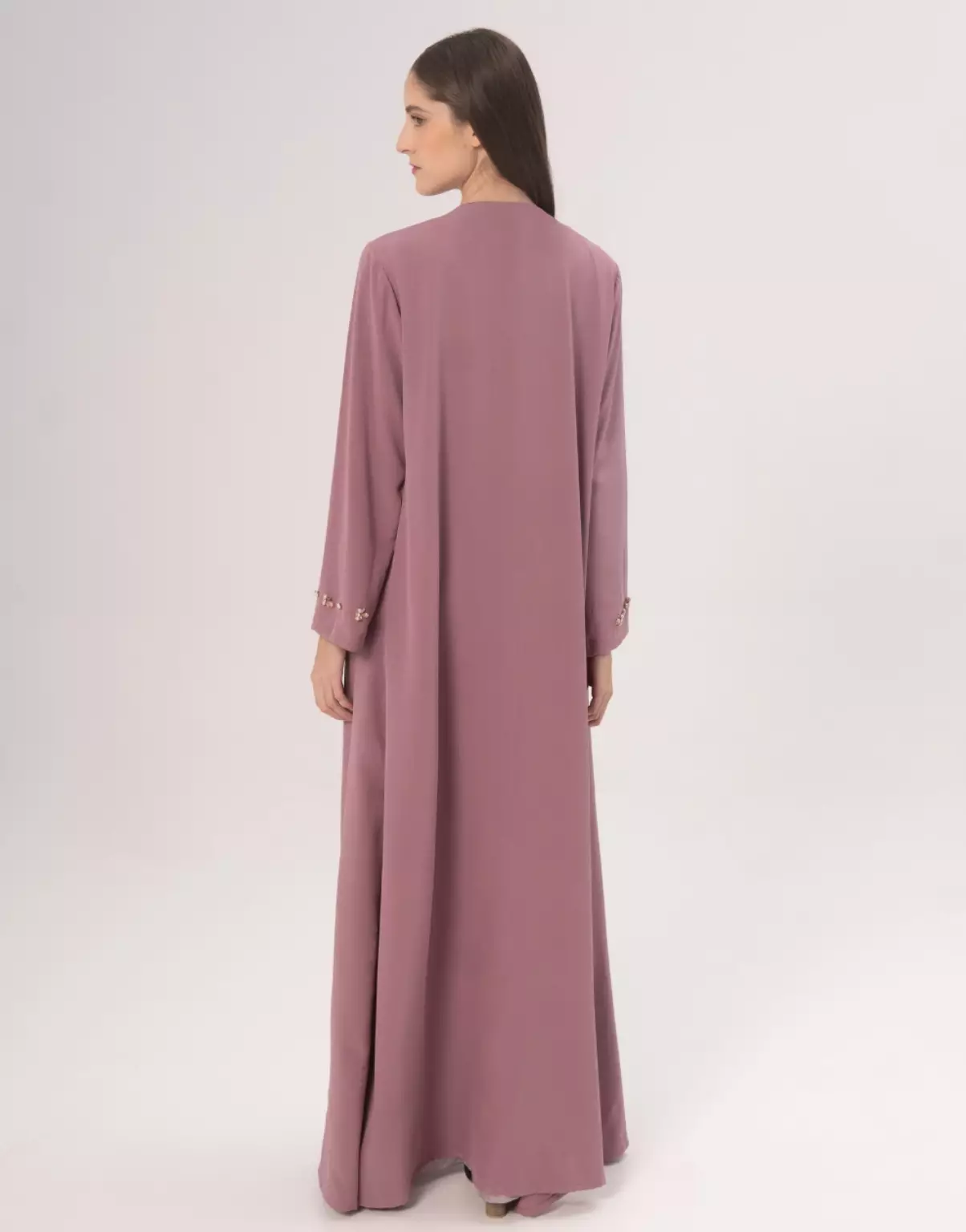 Demure Studio Aluna Crystal Open Abaya - Dusty Mauve