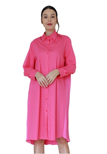 Blubelle pink Marie Pleated Dress 09C88AA27FA665GS_1