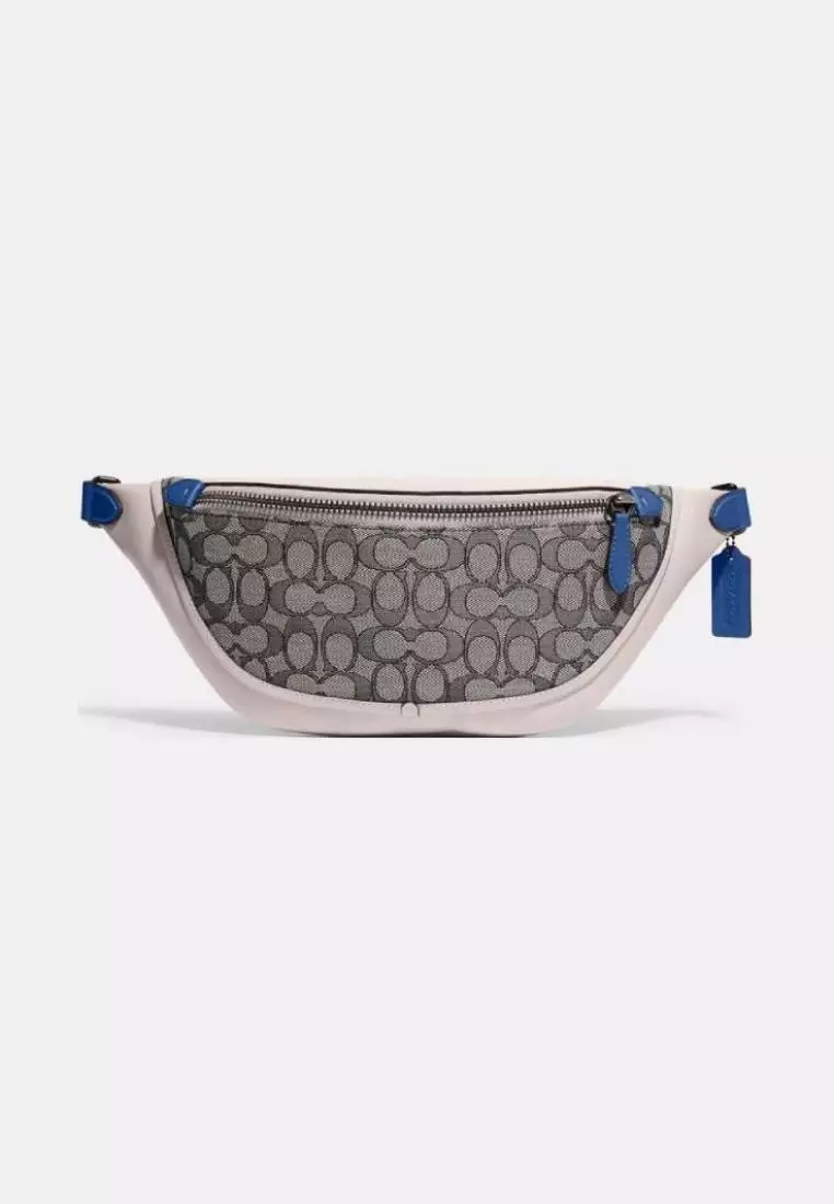 Coach League Belt Bag In Signature Jacquard Navy Steam