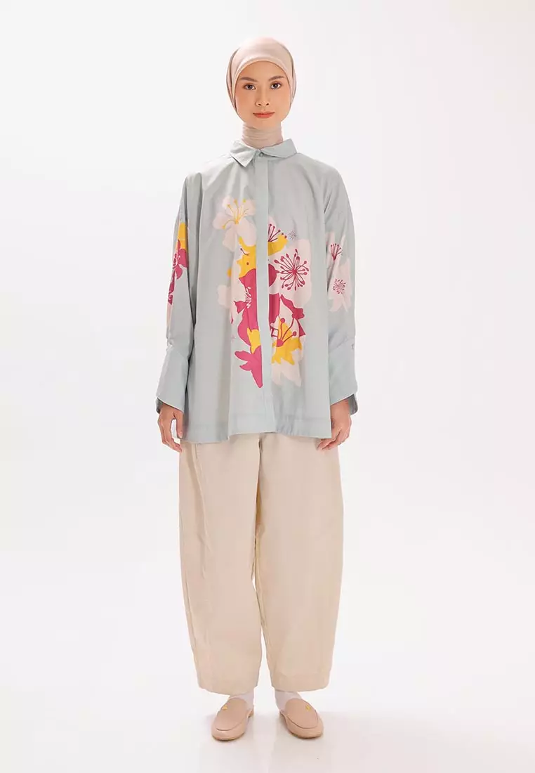 Ria Miranda Powder Blue Floria Shirt