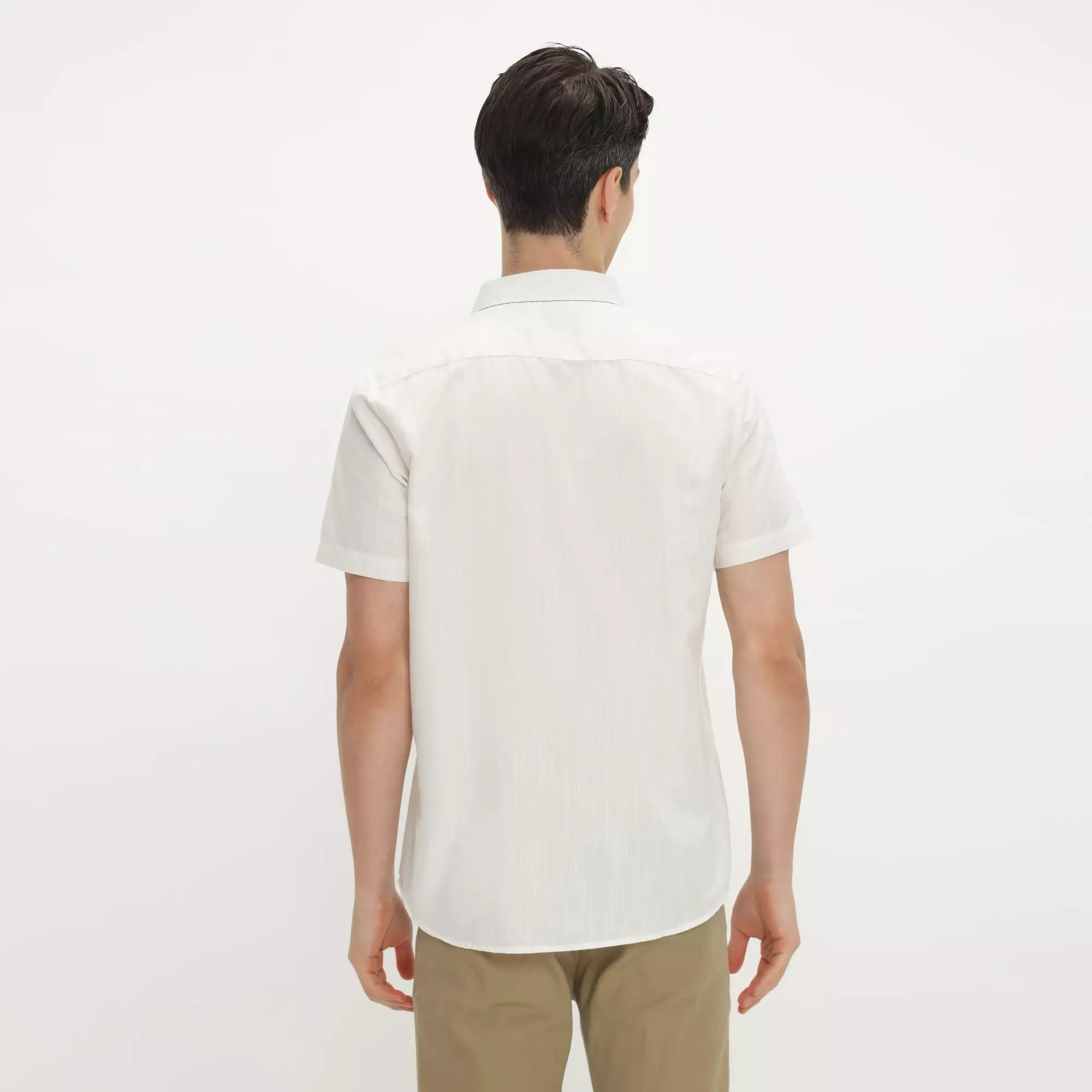 Platini Kemeja Motif Salur Pria Lengan Pendek Katun White 73489