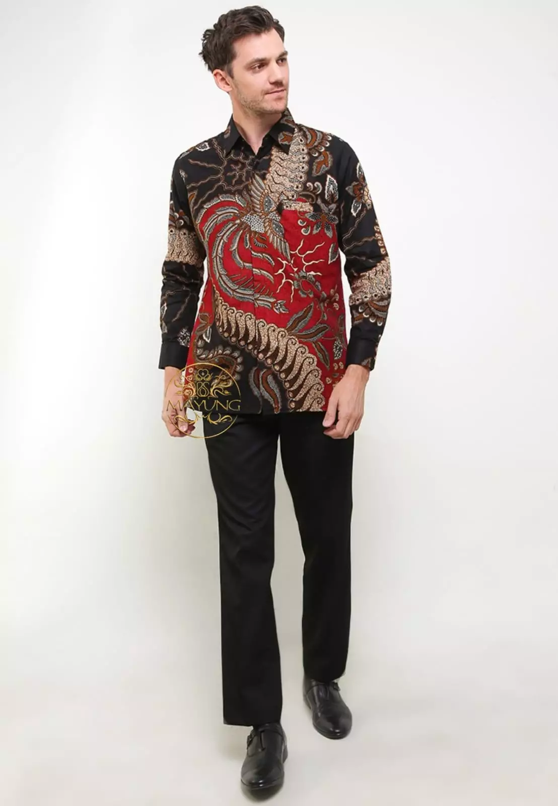 Eka Cendrawasih Maron Kemeja Batik Pria Premium Slimfit Modern Lengan Panjang