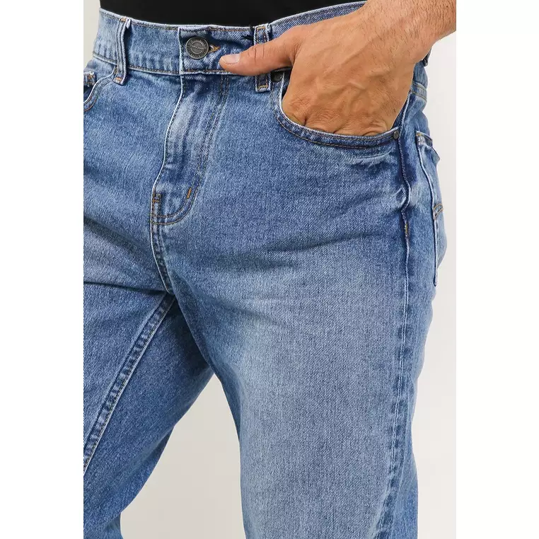 TRIPLE Celana Jeans Non Stretch Regular Slim Medium Wash (191 858 BWD)