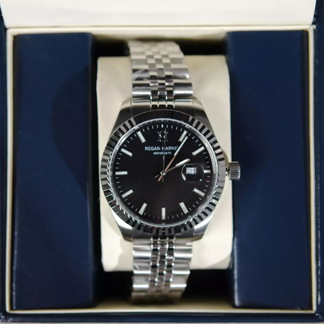 Jam Tangan REGAN HARNEY RH 012-03 MONODATE BLACK STAINLESS STEEL WATCH 100% ORIGINAL