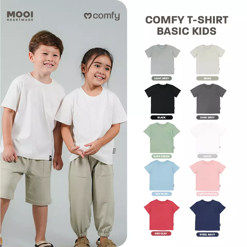 Mooi Kaos Anak Unisex Comfy T-Shirt Basic Kids - Sky Blue
