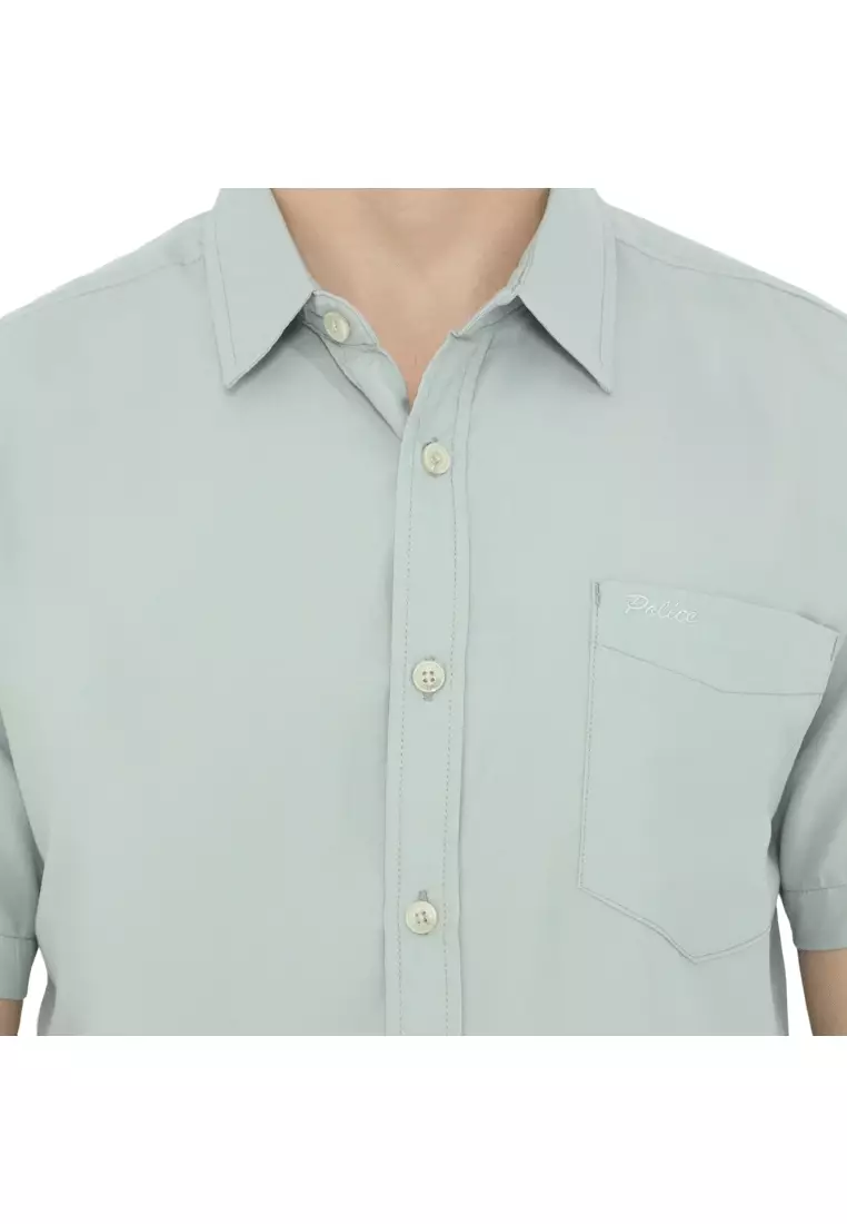 POLICE Kemeja Polos Basic Cotton Soft Regular Fit Lengan Pendek Pria