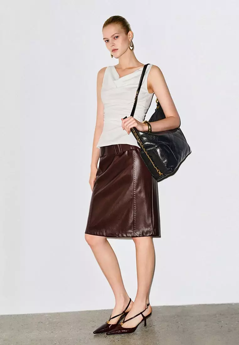 Pale Quilted Hobo Bag With Chain Strap