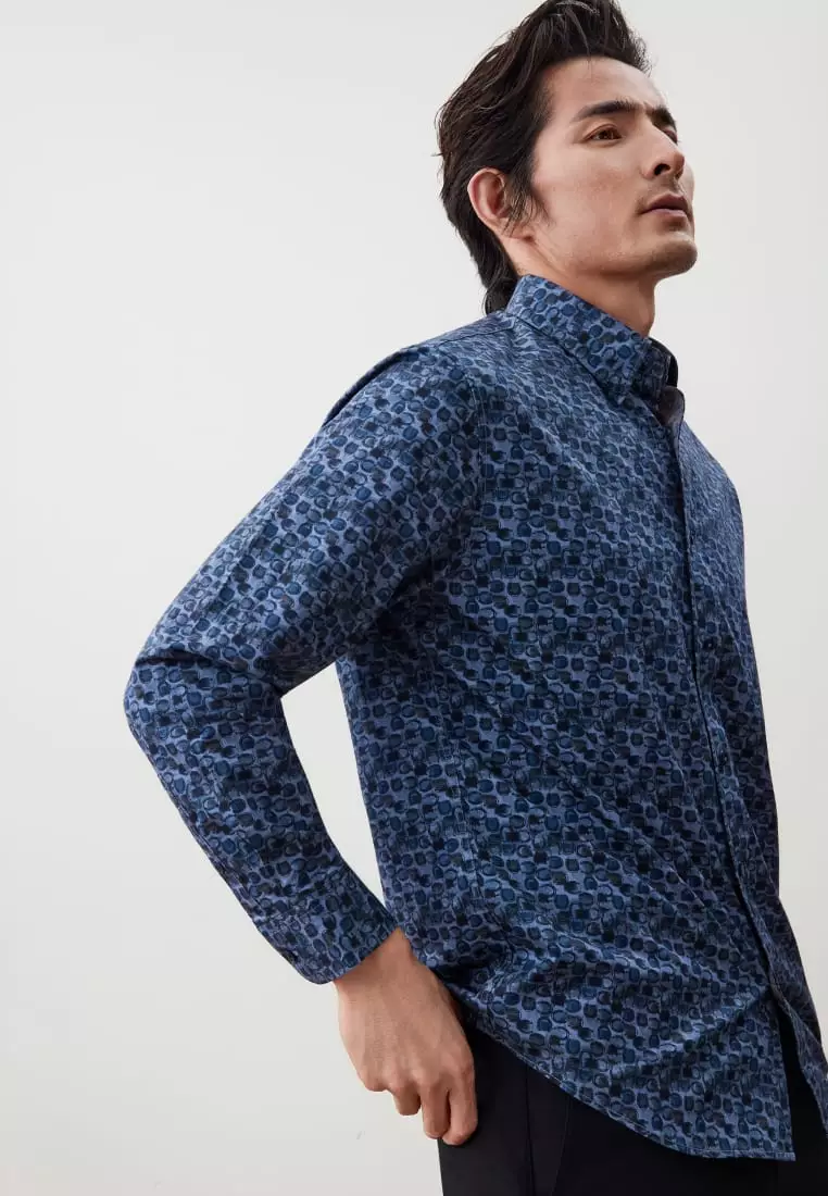 G2000 Wrinkle-Free Horseshoe Digital Print Comfort Fit Twill Casual Shirt