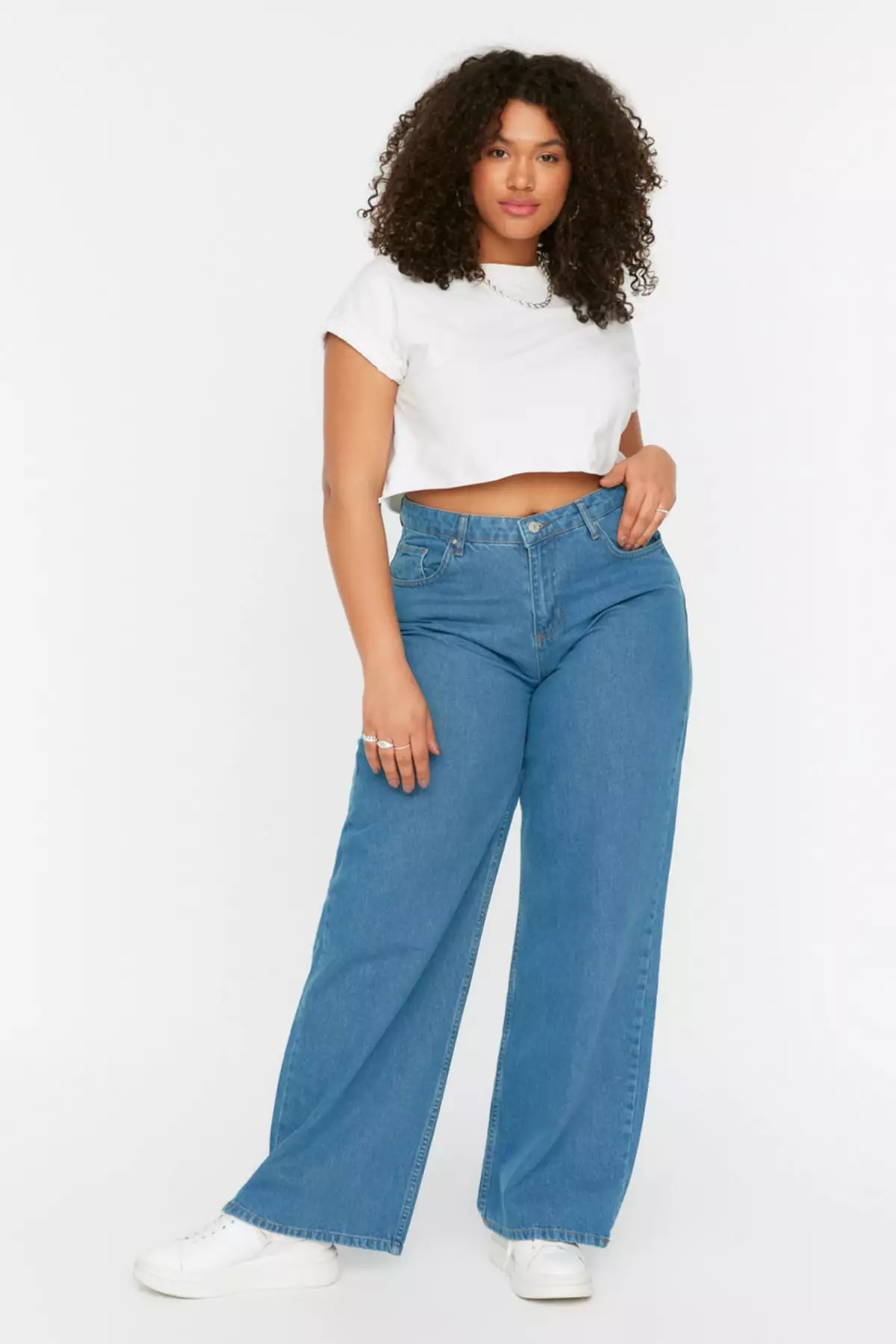 Plus Size High Waist Wide Leg Jeans