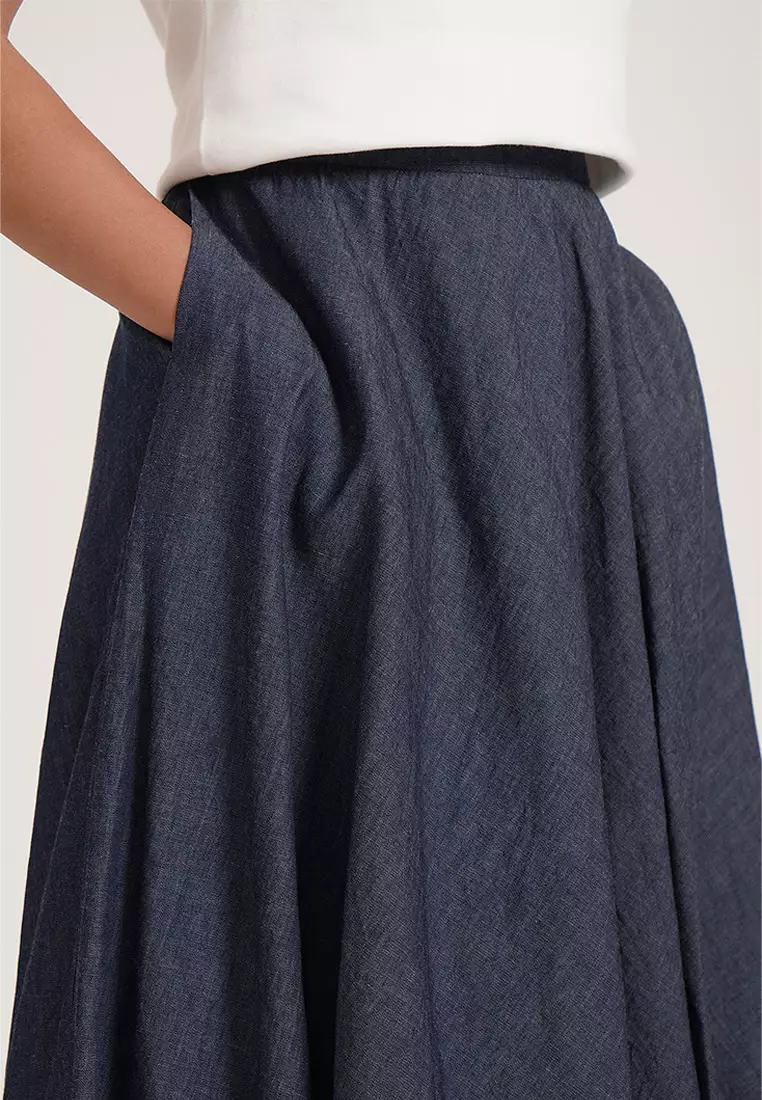 Bubble-Hem Midi Skirt