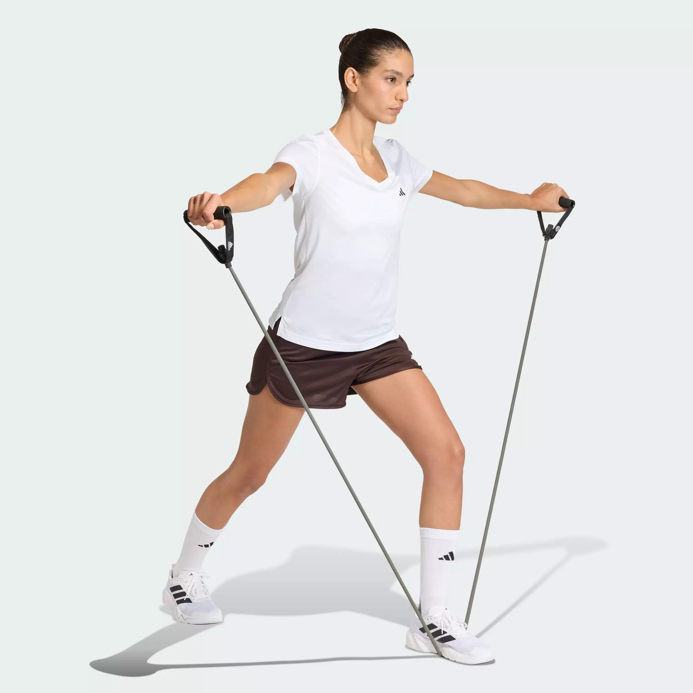 Gym & Training Workout Essentials V-Neck T-Shirt Women White KB9595