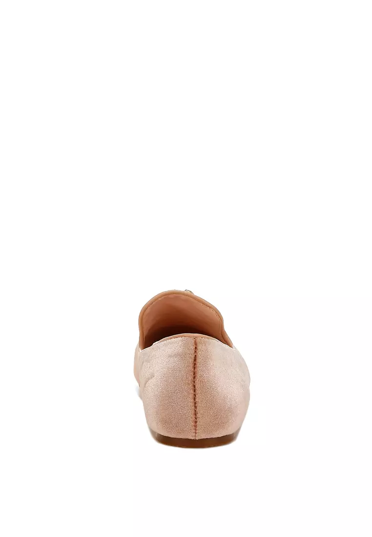 Iconic Tassel Detail Velvet Loafers in Beige