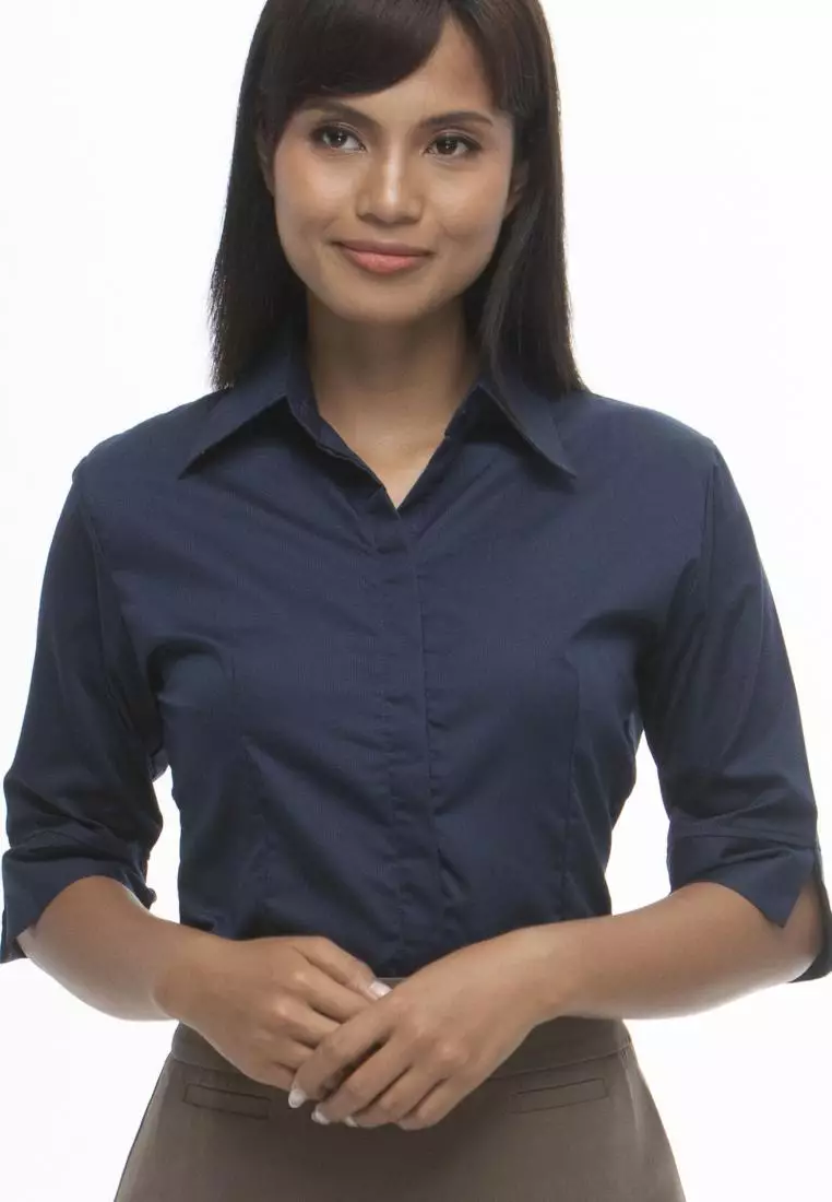 Divina Pinstripe 3/4 Sleeve Office Blouse