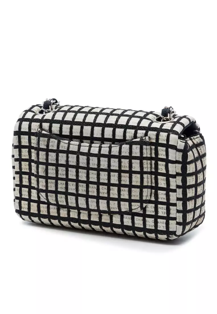 Pre-Loved Chanel Mini Rectangular Tweed  And Ribbon Logo Single Flap