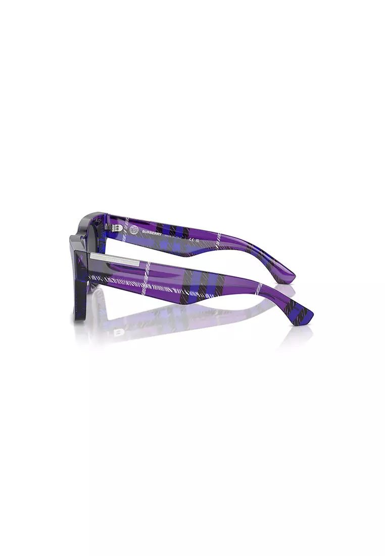 [Buy 1 Gift 3] Women's Square Frame Check Violet Acetate Sunglasses - BE4424
