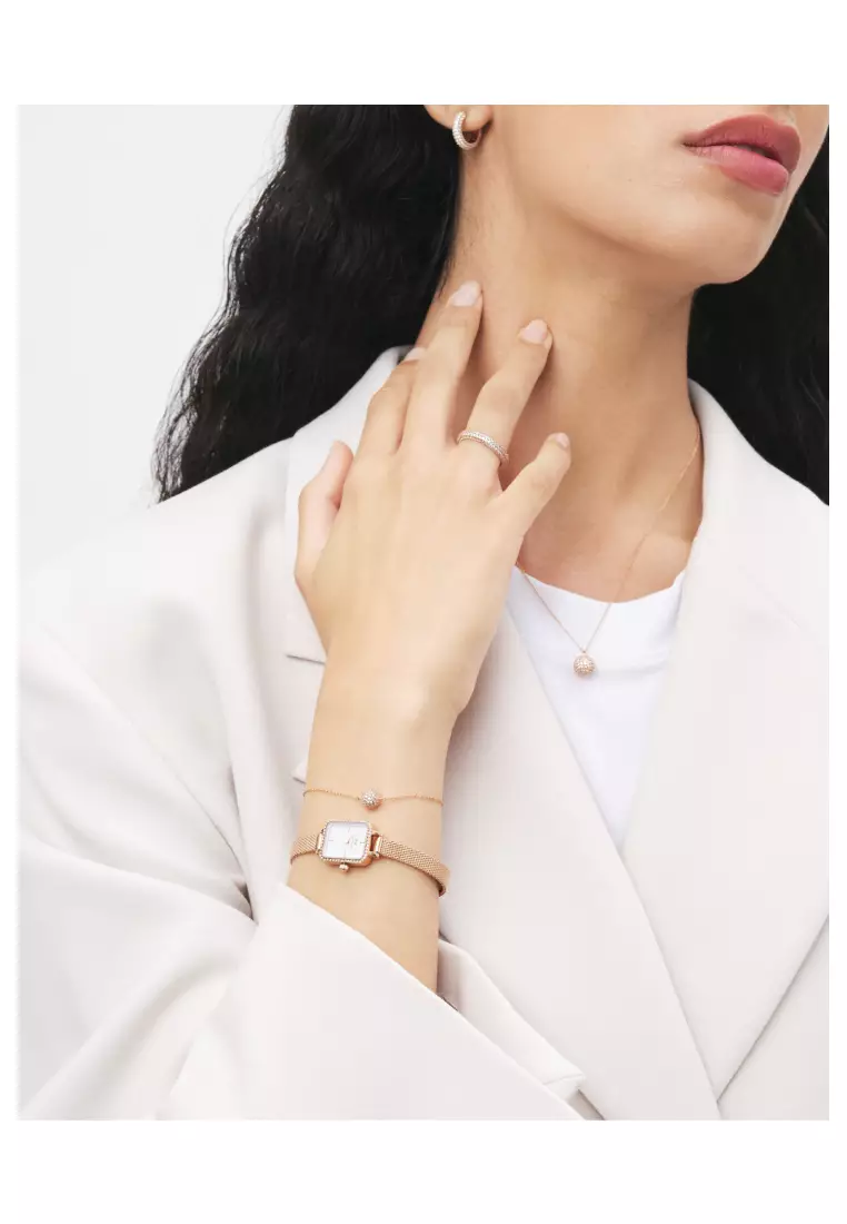 Pavé Crystal Pendant Necklace Rose Gold  Fashion Necklace for women and men - Stainless Steel & Crystal Pendant - DW Official Jewelry - Authentic