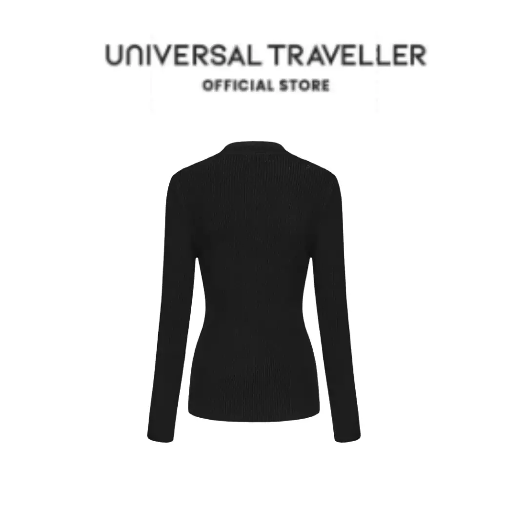 Universal Traveller RUFFLED COLLAR RIB KNITTED SWEATER KSW24131