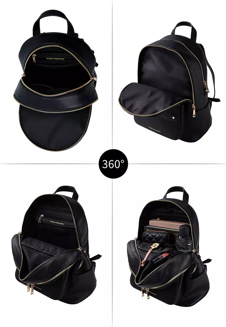 Backpack Women's PU Leathers bag Alexandra Light and high capacity- Black