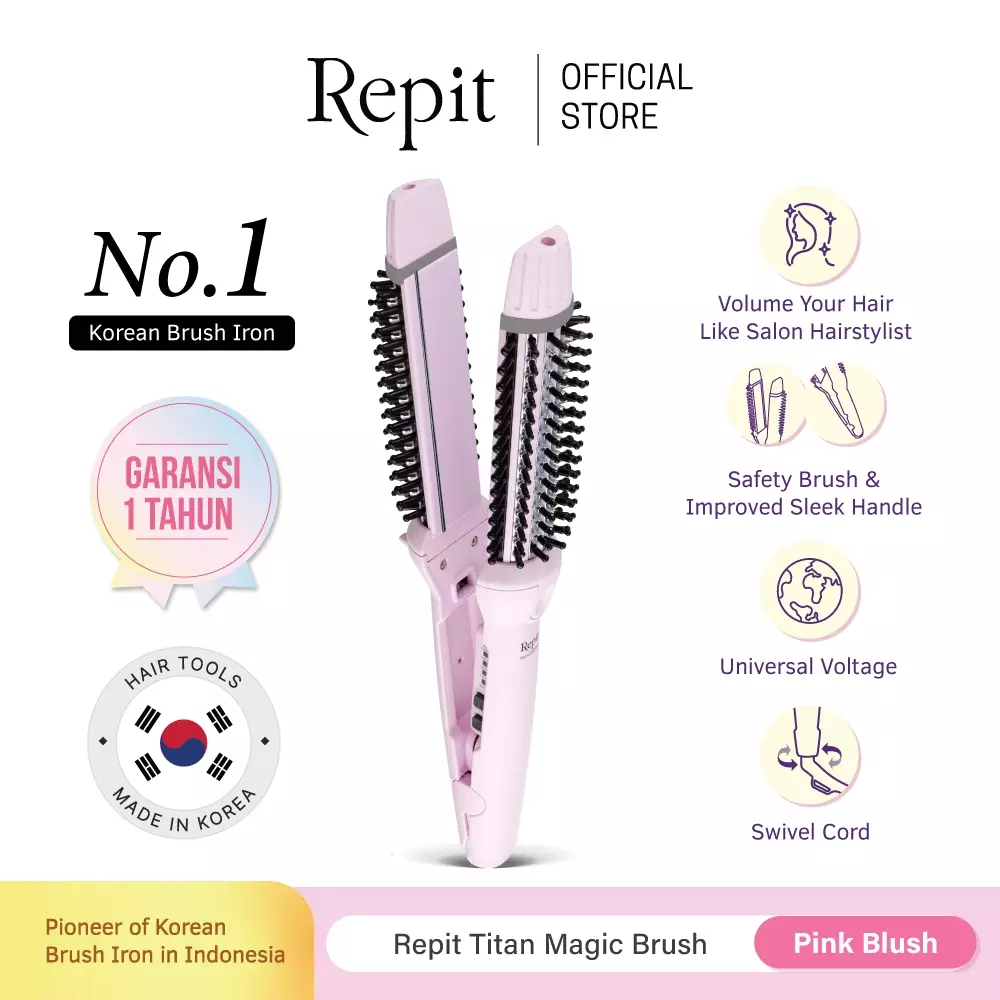 Repit Catokan Sisir / Magic Brush Iron 2in1 Titan 30mm