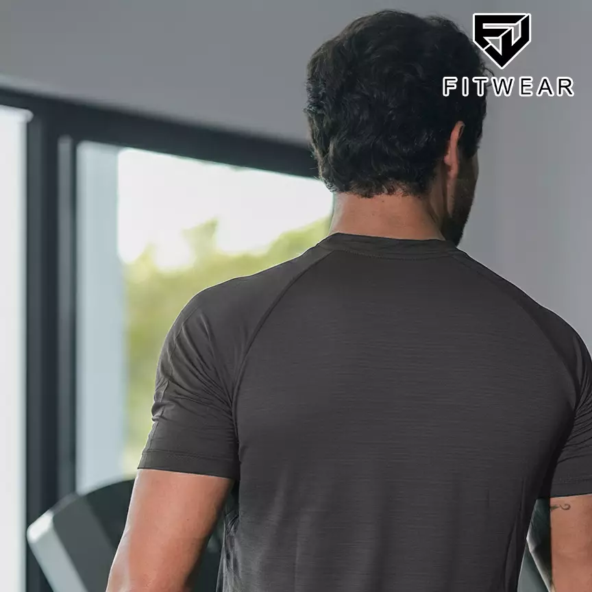 Fitwear - Kaos Olahraga Dryfit Running Pria KEVIN MOISTURE-WICKING  - CHARCOAL GRAY