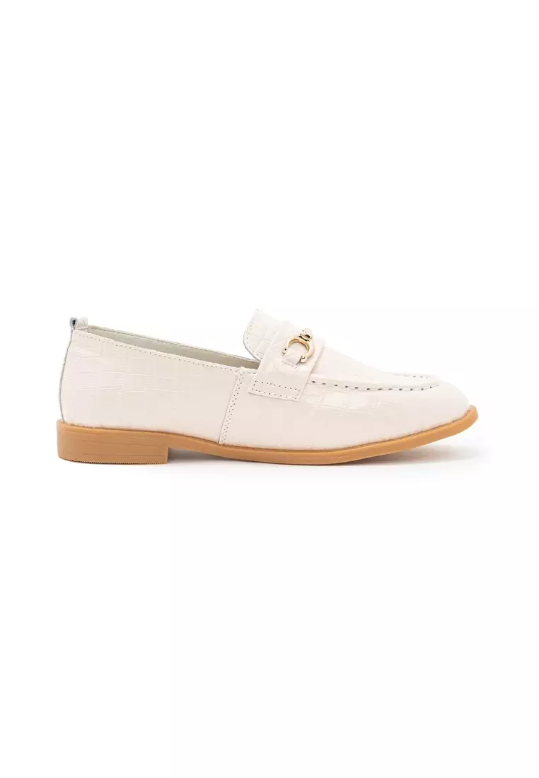 Women's white leather loafers sale