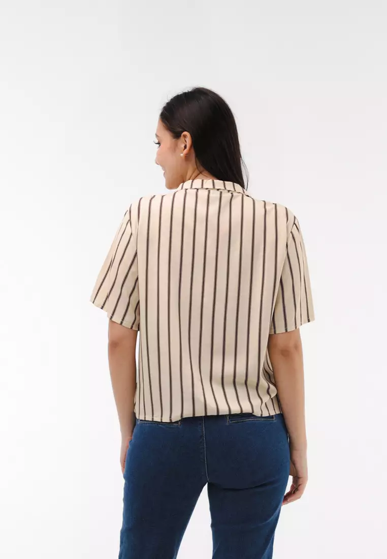 Woven Printed Rayon Short Sleeves Blouse