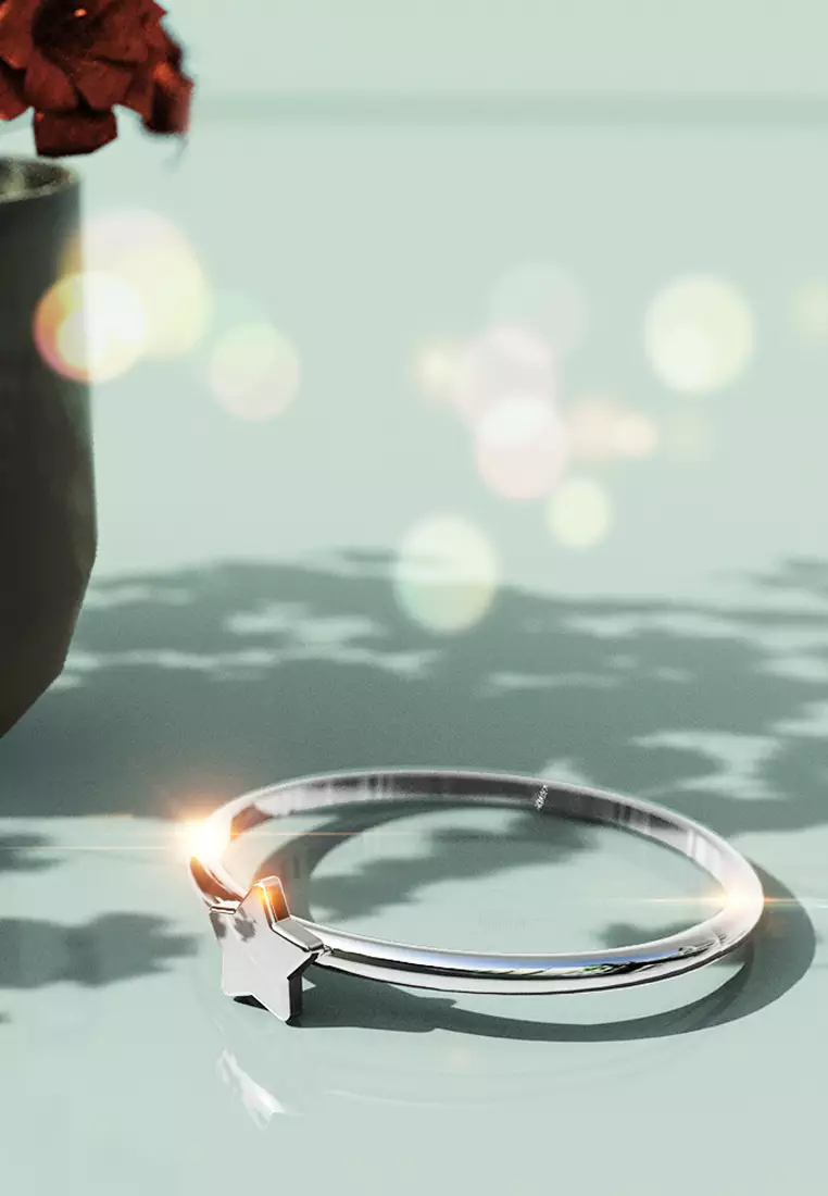 Solid 925 Sterling Silver Little Twinkle Star Stacking Ring