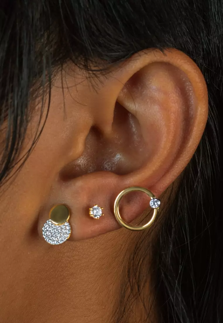 Pave Dots Studs 18k Gold