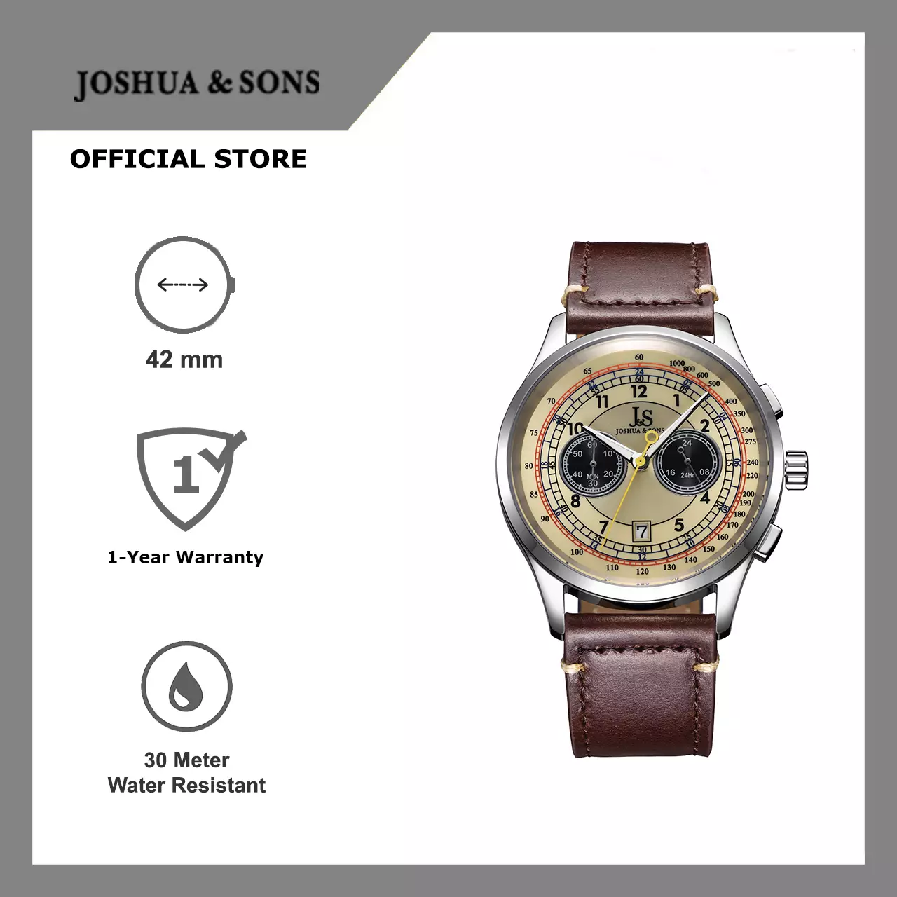 Joshua and Sons JS625-SSBR Brown Jam Tangan Pria Quartz Analog
