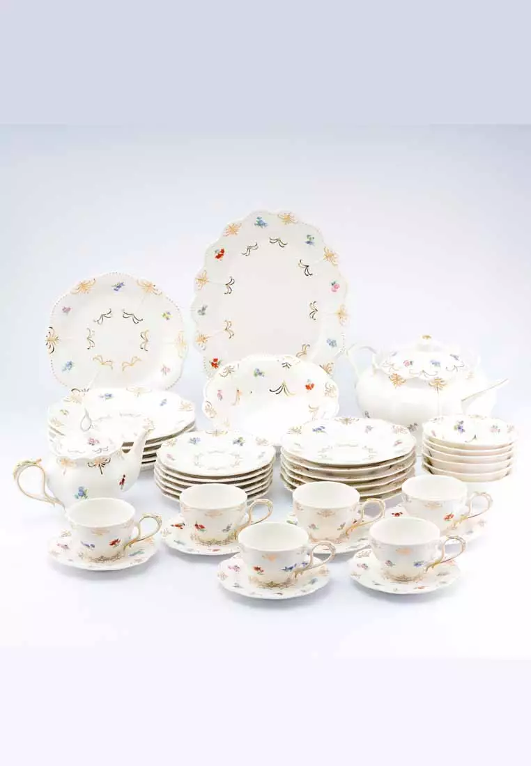 46PCS Luxury Fine Bone China Royal Porcelain Dinnerware - China
