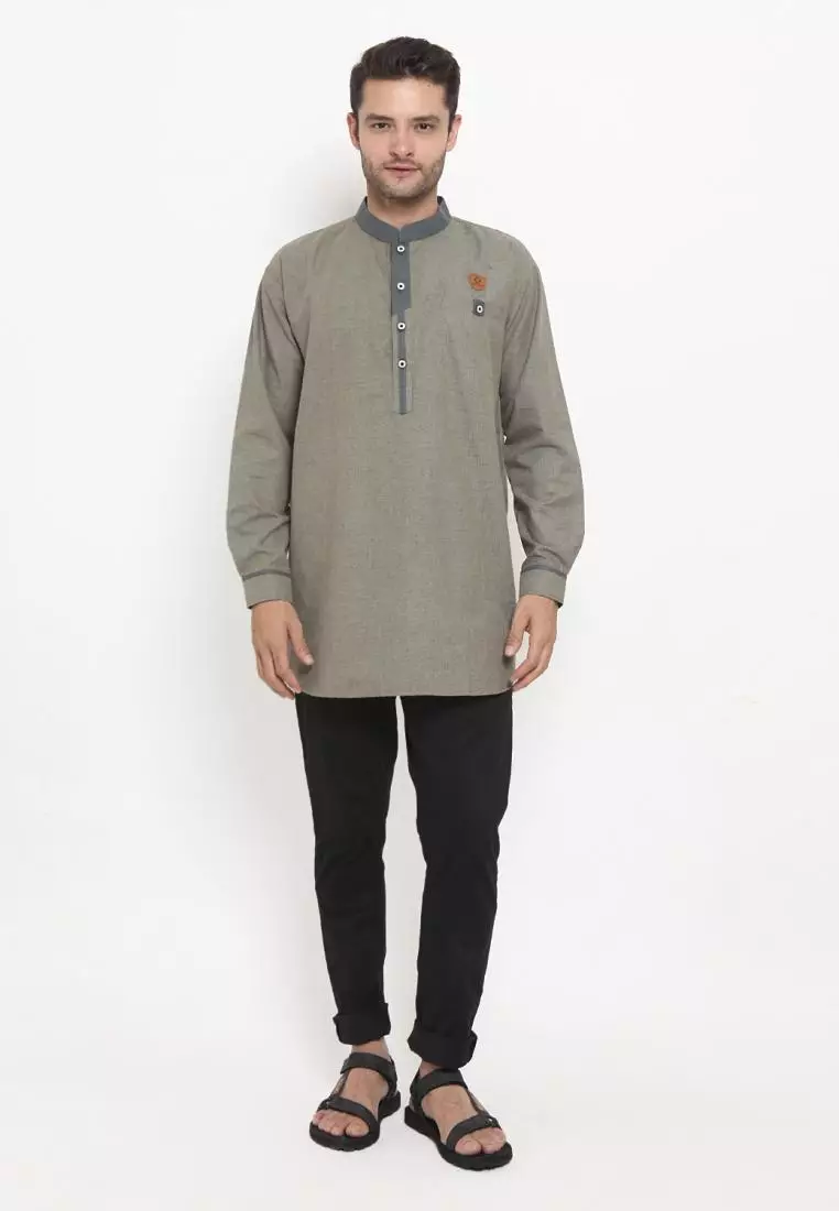 Zayidan Baju Koko Gamis Muslim Pria Rifai - Olive