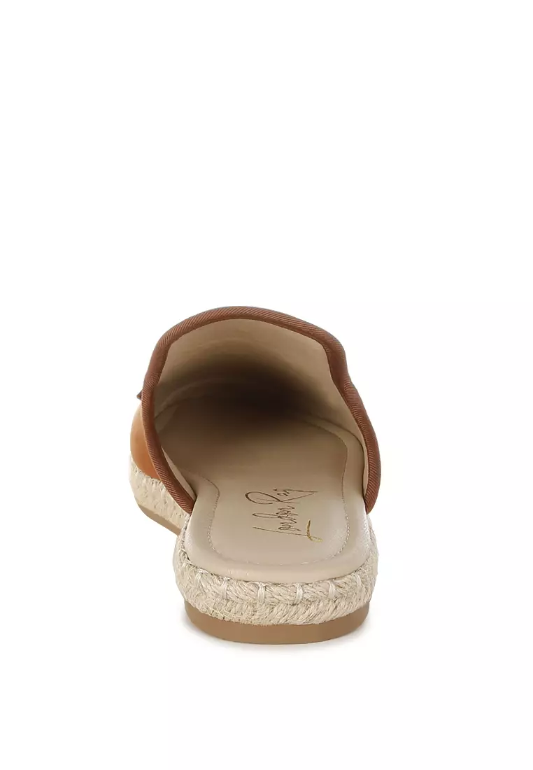 Horsebit Detail Espadrilles Mules In Brown