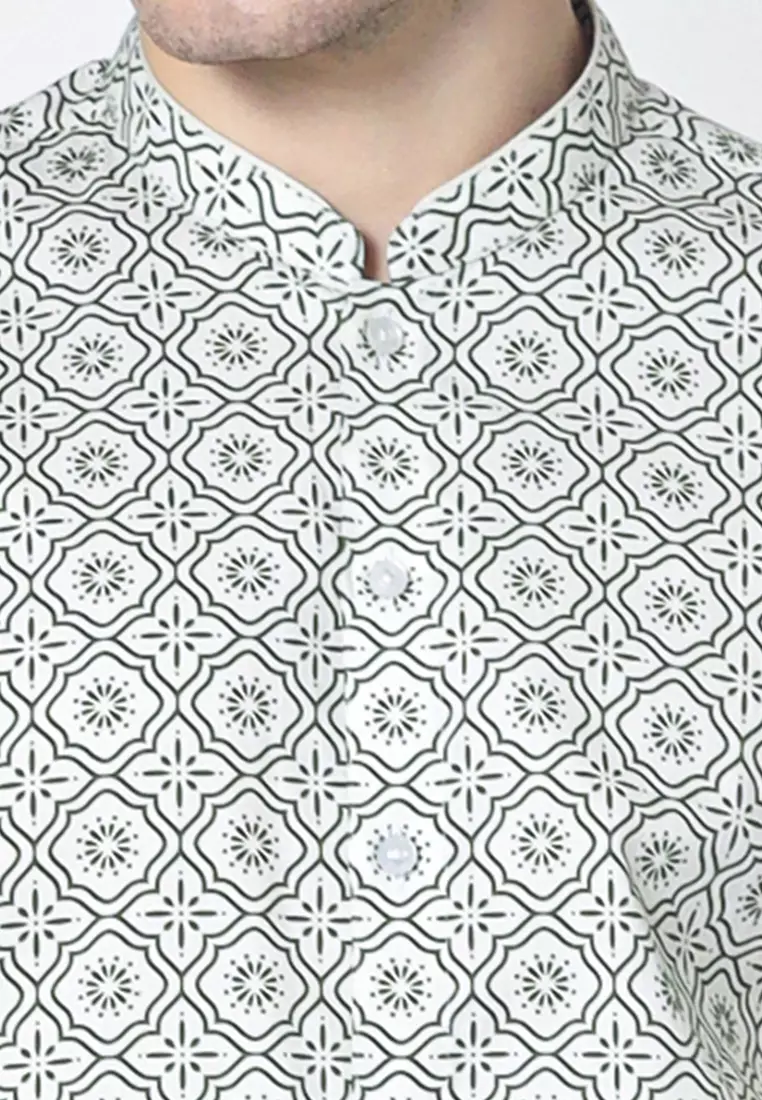 Kemeja Koko Pria Lengan Pendek Zaid Green Baju Muslim Pria