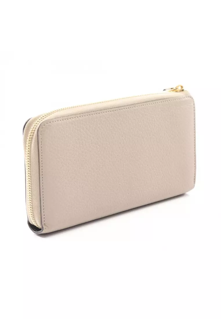 Pre-Loved Louis Vuitton Portefeuil comet Carré L-shaped zipper long wallet taurillon leather Gray beige