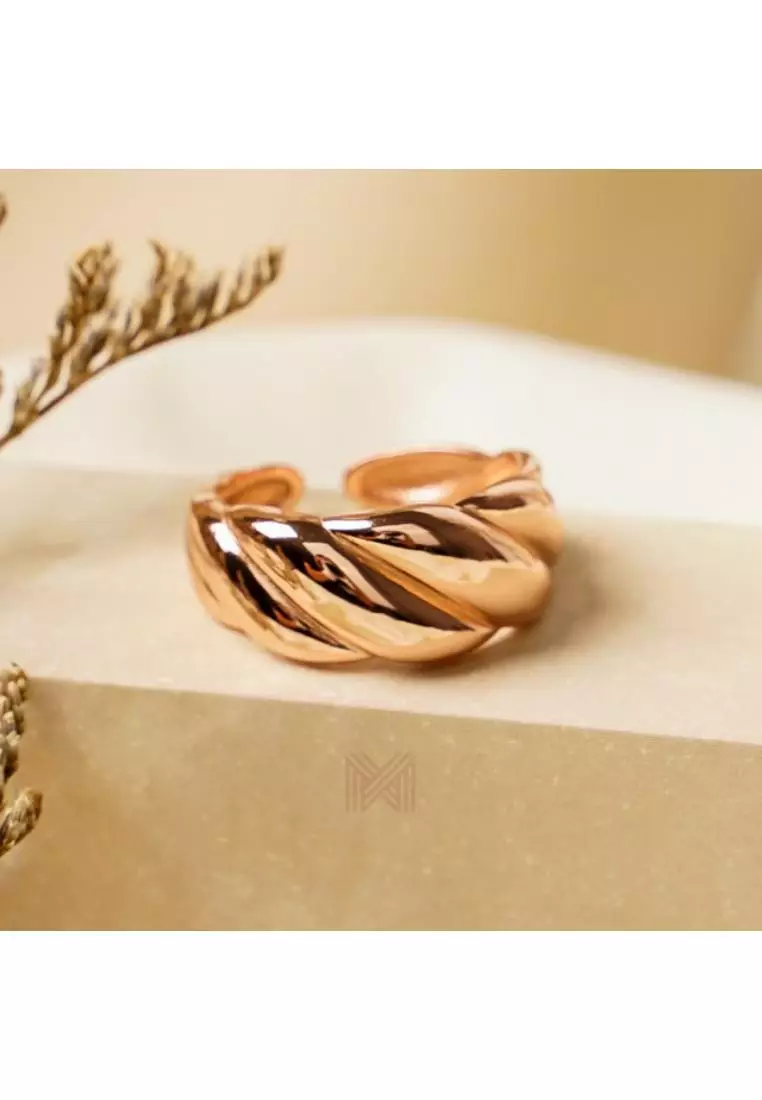 Millennia 2000 Croissant Rose Gold Ring with 925 Sterling Silver